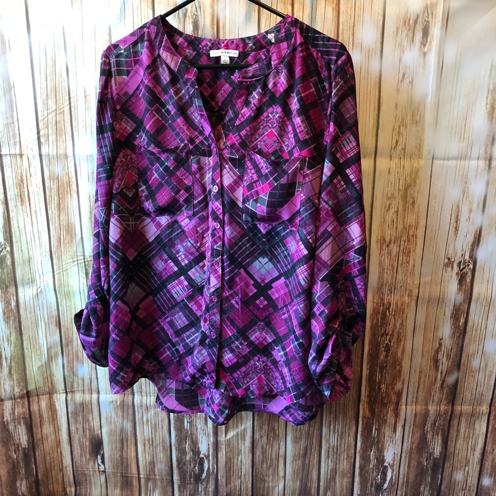 Purple and black blouse. Sz L.